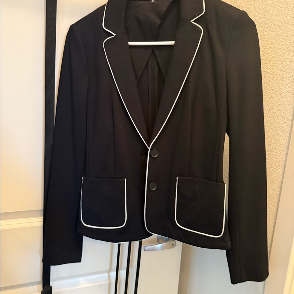 Express Black Blazer with White Piping